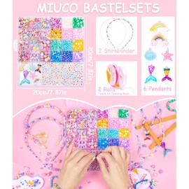MiuCo Bracelet Making Kit for Kids Girls - Cute Beads for Jewelry Making Kit with Charms - Arts and Crafts for Make Necklaces - Birthday Gifts for Girls Ages 5 6 7 8 9 10 (Kids' Jewelry Making Kits)