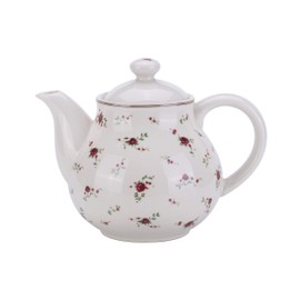 Lonovel Porcelain Teapots with Lids,Vintage Teapot Beautiful Rose Design,Floral Ceramic Tea Pot Large for Kitchen and Dinning,China Teapot for Afternoon Tea or Coffee,Home Decorative Good Gifts,Beige