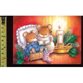 Mice and candle Christmas card #75 - 1 card + 1 blank envelope