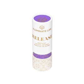 Aluminate Life Crystal Infused Essential Oil Vial, 1 Oz, Release - Amethyst Crystal Infused - Scents of Lavender, Bergamot, & Frankincense - Aromatherapy Oils, Massage, Stress Relief