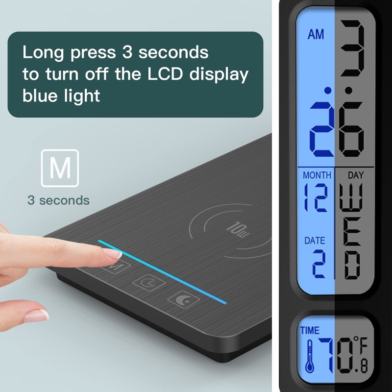 Desk Lamp with Wireless Charging 10W Clock - LAOPAO LED