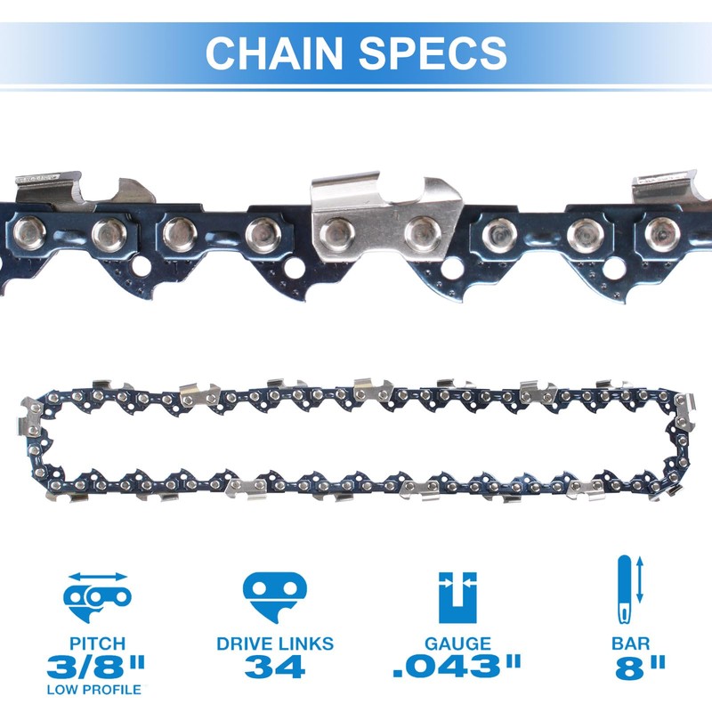AAAQQ 2PCS 8'' Polesaw Chain for Black & Decker LPP120