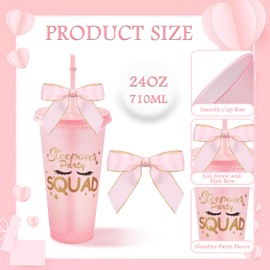 6 Set Sleepover Squad Party Cups 24 oz Slumber Plastic Tumbler for girls