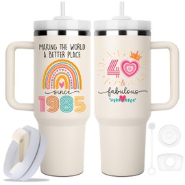 ZUNEZX ZUNEZX Happy 40th Birthday Decorations Gifts For Woman - 40 Year Old Birthday Gifts Idea For Women, Her, Mom - 1984 Birthday Gifts For Women - Turning 40 Gifts For Women - Forty Birthday Tumbler 40oz
