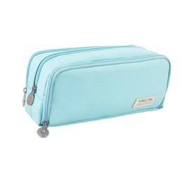 iSuperb Pencil Case Teenager Girls Pencil Case Pencil Case 3 Compartments Large Capacity Pencil Case Zip Bag for School and Office, blue, Casual