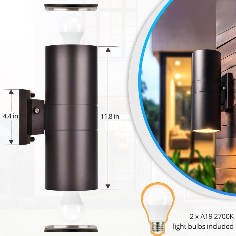 wowlite Modern Outdoor Wall Light with Dusk to Dawn Sensor