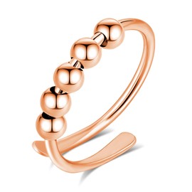 INFUSEU Anti-Stress Ring, Fidget Anxiety Ring, Adjustable Bead, Adjustable Spinner, Worry Jewellery, Anxiety Ring, Gift for Women, Ladies, Girls, Copper