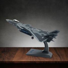 Realistic Aolly Diecast 1/100 J-20 Plane Model with Stand at Home Ornaments