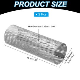 PATIKIL 2.4 Inch Stove Pipe Spark Arrestor Screen, 2Pcs 304 Stainless Steel Filter Chimney Flue 0.06 Inch Hole for Camping Tent Stove Accessories Vent Exhaust, 7.09 Inch Length