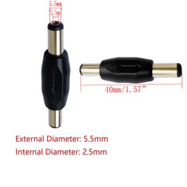 DC Male to Male Coupler, 5.5mm × 2.5mm Male to Male DC Power Jack Connector Adapter, for CCTV Camera, DVR, LED lamp Belt - (5 PCS)
