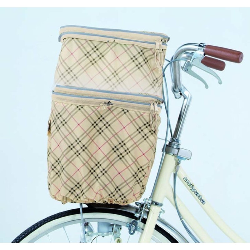 川住製作所 自転車 2段式前カゴカバー KW-258FR ベージュチェック
