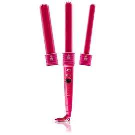 ISO Beauty ISO3PPK-229 Trio 3-in-1 Interchangeable Professional Tourmaline-Infused Ceramic Curling Set - Pink