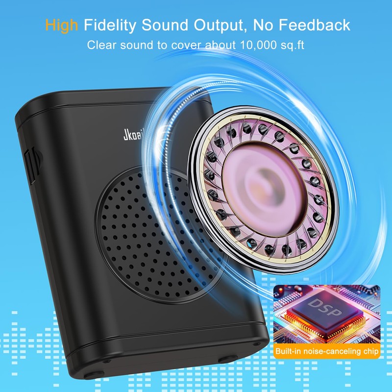 Voice Amplifier for Teachers with Clip-On Wireless Lapel Mic, [Bluetooth