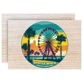 R and R Imports Myrtle Beach South Carolina Design C Souvenir 4 x 6 Wood Postcard with Full Color Printed Design – 1/8” Thick Real Wood Collectible for Display or Mailing Single