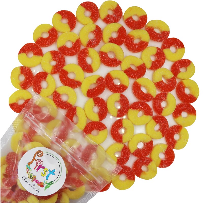 FirstChoiceCandy Gummy Rings Candy (Peach, 1 Pound (Pack of 1))