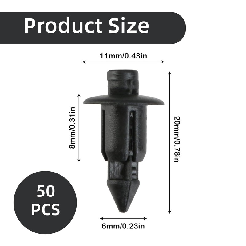 Pack of 50 plastic rivets for fastening, expansion rivets, plastic