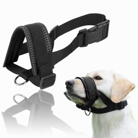 Dog Muzzle, Adjustable Loop Breathable Black Dog Mouth Cover for Prevent from Biting, Chewing and Barking for Large Dogs, L