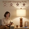 Scenekoy Wood Table Lamp Set of 2, 3-Way Dimmable Table