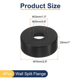 sourcing map 4pcs Shower Arm Flange 70mm/2.8" OD Escutcheon Plate ABS Round Plumbing Cover Plates for 20mm/0.8" Dia Water Pipe Faucet Decoration Accessories, Black