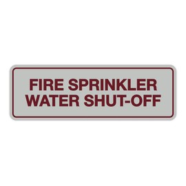 Signs ByLITA Standard Fire Sprinkler Water Shut-Off Sign (Light Grey/Burgundy) - Large (2 Pack)