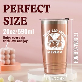 Onebttl Cat Parent Gifts, 20 oz Insulated Tumbler Set with Lid & Straw, Funny Gifts for Cat Dad and Cat Mom - Best Cat Dad/Mom Ever