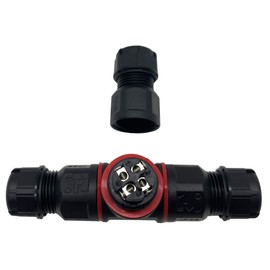 Dafensoy Junction Box Connector 3 Way IP68 Waterproof Electrical Junction Box, 4-pin Junction Box Outdoor Cable Connector, Suitable for Ø 5mm-10mm Cable Range (4 Pin)