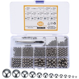 560 Pcs Ball Bearing Balls, Stainless Steel Balls, Stainless Steel Metal Balls, for Bicycle Wheel Mountain Bike Sack Truck Spare Parts - 2/2.5/3/3.5/4/4.5/5/5.5/6/7/8/9/10 mm