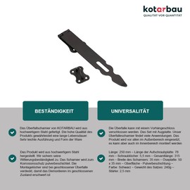 KOTARBAU® Hasp 250mm Security Hasp Powder Coating Device Padlock Steel Black Door Fitting Gate Hinge