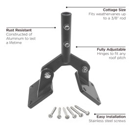 Good Directions 401ALCC Adjustable Aluminum Garden Weathervane Roof Mount , Black