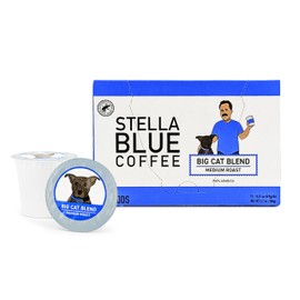 Stella Blue K Cups Coffee Pods, Big Cat Blend, Medium Roast, Caramel, Hazelnut and Fruitiness Notes, 100% Arabica, Ethically Sourced from Central & South America, 12 Single Serve Recyclable Pods