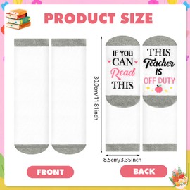 DPKOW Funny Socks Teacher Gifts for Women, Novelty Gift for Women, Thank You Teacher Gift Cotton Socks Teachers Leaving Gifts End of the Year Retirement Presents, THIS TEACHER IS OFF DUTY