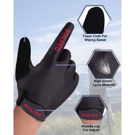 Boildeg Cycling Gloves, Non-slip And Shock-absorbing Mountain Bike Gloves, Bright Colour, Unisex, Men, Women, black, m
