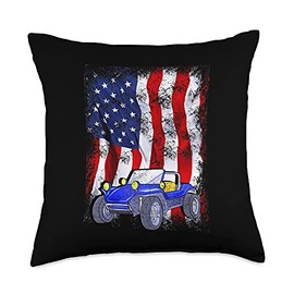 Beach and Dune Buggy, RC Cars & Trucks Gifts co. Dune Buggy USA Beach Car Truck Men Women Kids Gift Throw Pillow, 18x18, Multicolor