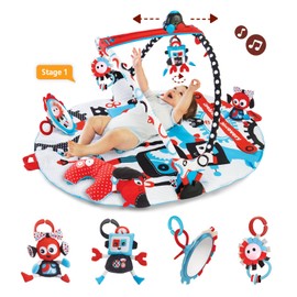 Yookidoo Baby Gym and Play Mat - 3 Stage Accessory Gym with Motorized Robot Track - 20 Development Activities - Age 0-12 Months
