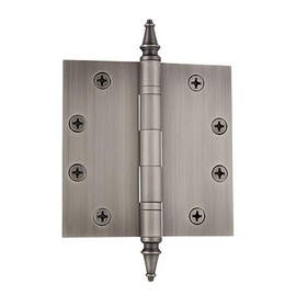 Nostalgic Warehouse 746105 4.5" Steeple Tip Heavy Duty Square Corners Door Hinge, Antique Pewter