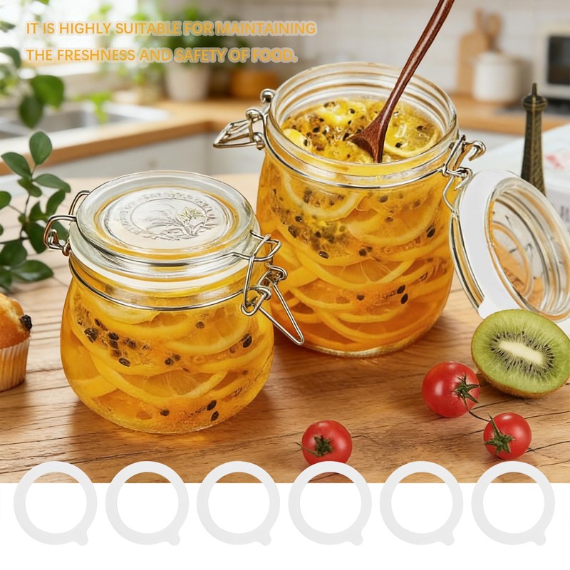 6pcs Rubber Seals for Glass Jars Silicone Replacement Gaskets Leakproof