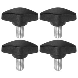 HARFINGTON 4pcs Tee Wing Knobs Thumb Screws M8 x 14mm Standard Male Thread Plastic T Knobs Handles Hand Clamping Thumbscrew, Black