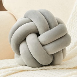 Petrella Knot Pillow Ball Throw Pillow Home Decor Aesthetic Round Cute Plush Pillows,Light Gray 8inch