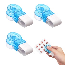 Pack of 3 portable pill box, pill hole punch with container, portable pill opener, easy non-contact removal of tablets, for people with weak hands, opening aids for tablet packaging