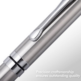 BEILUNER Silver Ballpoint Pens, Stainless Steel Body, Smooth Writing Experience, Dishwasher Safe, Gift Box with Extra Refill