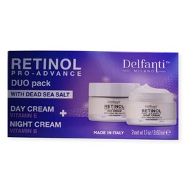 Delfanti-Milano  Retinol Pro-Advance  Pack Duo Anti-Envejecimiento  Cremas De Día  De Noche  Hidratantes Rostro Y Cuello Con Minerales Del Mar Muerto 