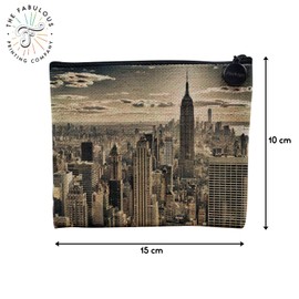 Canvas Bag - New York Manhattan Empire State Building City Scratching Post Sky - Linen Look Cosmetic Bag - Purse - 15x10cm New York 2 15x10cm Cosmetic Bag, New York 2, Cosmetic bag