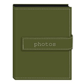 Pioneer Photo Albums 36-Pocket 4 by 6-Inch Embroidered "Photos" Strap Sewn Leatherette Cover Photo Album, Mini, Sage Green