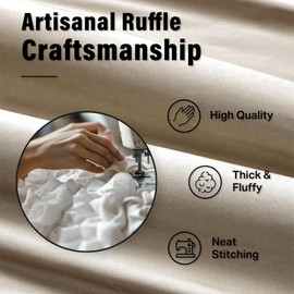 Seasonwood Farmhouse Shower Curtain Set with 12 Hooks Boho Shower Curtain with Button Bathroom Decor Black Buffalo Plaid Pattern with Fabric Ruffles Waterproof with Washable Durable 72"x72"