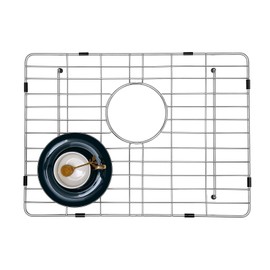 KINKIB Stainless Kitchen Sink Protector - 21" x 16" with Rear Drain