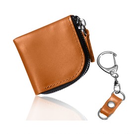 Le sourire Men's Coin Purse, Palm Size, Genuine Leather, Compact, Small, Thin, brown (light brown)
