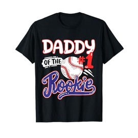 Daddy of Rookie 1st Baseball Birthday Party Theme Matching T-Shirt