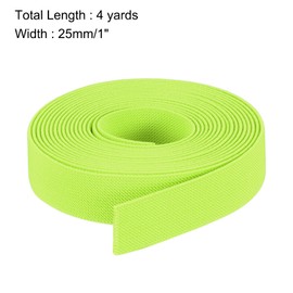sourcing map Twill Wide Elastic Band Double-Side 25mm(1 inch) Flat 4 Yard Woven Elastic Band Knit Elastic Spool Heavy Stretch Strap Fluorescent Yellow for Sewing, Waistband