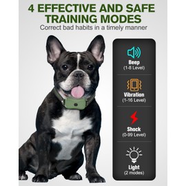 Dog Shock Collar with Remote Control 2 Dogs (20-120 lbs) - 3300FT Dog Training Collar with Light, with Beep, Vibration, Safety Shock Mode, Rechargeable Waterproof for Small, Medium and Large Dogs