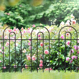 FOREHOGAR Garden Fence Border 32inX20ft Black Metal Wire Garden Fencing Panel Outdoor Folding Decorative Fences Flower Lawn Edging for Landscape Patio Yard